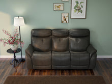 将图片加载到图库查看器,Echo Gray Leather Power Sofa w/Power Adjustable Headrests