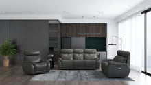 将图片加载到图库查看器，Echo Gray Leather Power Sofa w/Power Adjustable Headrests
