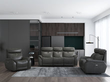 将图片加载到图库查看器，Echo Gray Leather Power Sofa w/Power Adjustable Headrests
