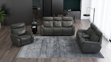 将图片加载到图库查看器，Echo Gray Leather Power Sofa w/Power Adjustable Headrests
